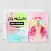 カラーパーティー誕生日招待状