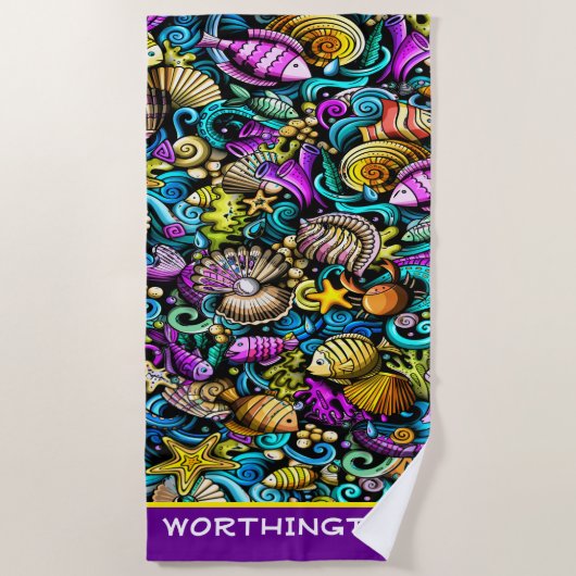 カラービーチタオルのビーチのビット ビーチタオル (正面)