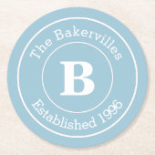 カラーファミリーモノグラム名と年を選択 ラウンドペーパーコースター (正面)