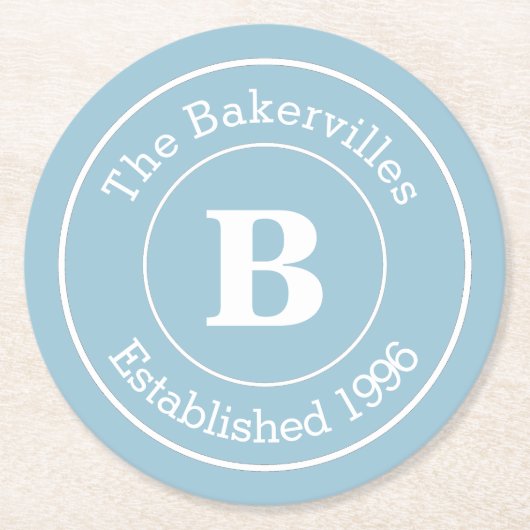 カラーファミリーモノグラム名と年を選択 ラウンドペーパーコースター (正面)