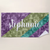 カラーファンキーオーバーレイ写真コラージュ最大16枚 ビーチタオル (正面)