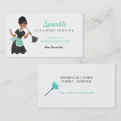 カラーフェザーダスターのメイドサービス女性のクリーニング 名刺 (正面/裏面)