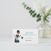 カラーフェザーダスターのメイドサービス女性のクリーニング 名刺 (スタンド正面)