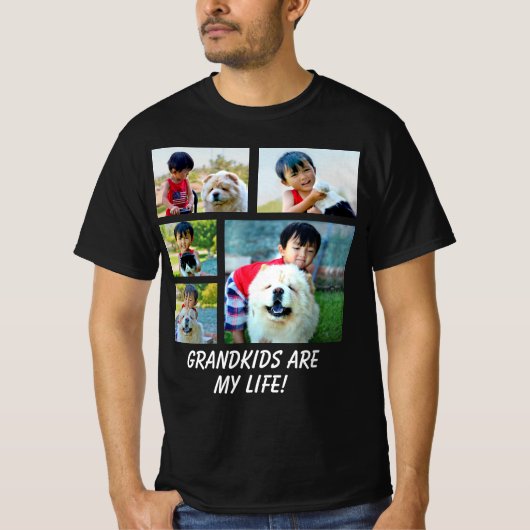 カラーフォトコラージュと文字ギフトフォトモンタージュ Tシャツ (正面)