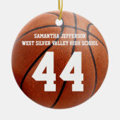 カラーフォトバスケットボールのスポーツ番号 セラミックオーナメント (正面)