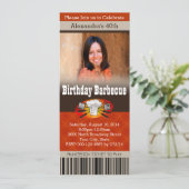 カラーフォトバーベキューBBQバースデーパーティーチケット 招待状 (スタンド正面)