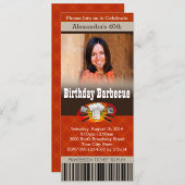 カラーフォトバーベキューBBQバースデーパーティーチケット 招待状 (正面/裏面)
