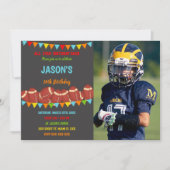 カラーフラッグサッカー誕生日招待状w写真 招待状 (正面)