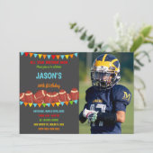 カラーフラッグサッカー誕生日招待状w写真 招待状 (スタンド正面)