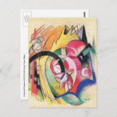 カラーフラワーズ(別名抽象芸術型枠) Franz Marc著 ポストカード (正面/裏面)