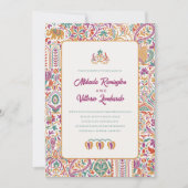 カラーフルインディアン結婚スタイル 招待状 (正面)