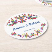 カラーフルオトミメキシコ ラウンドペーパーコースター (アングル)