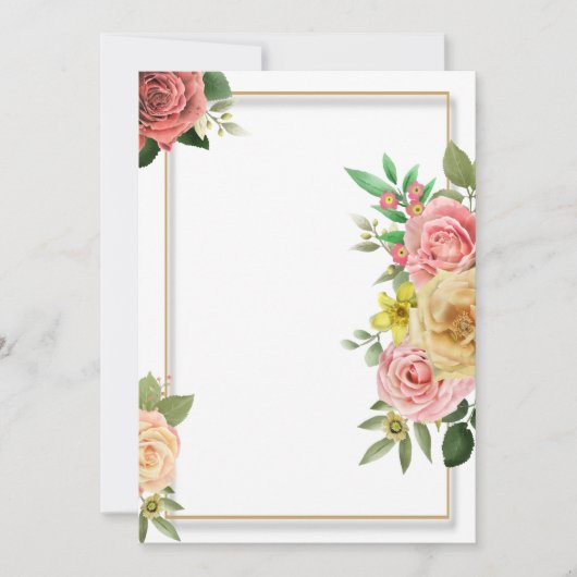 カラーフルフローラ結婚式招待状テンプレート 招待状 (正面)