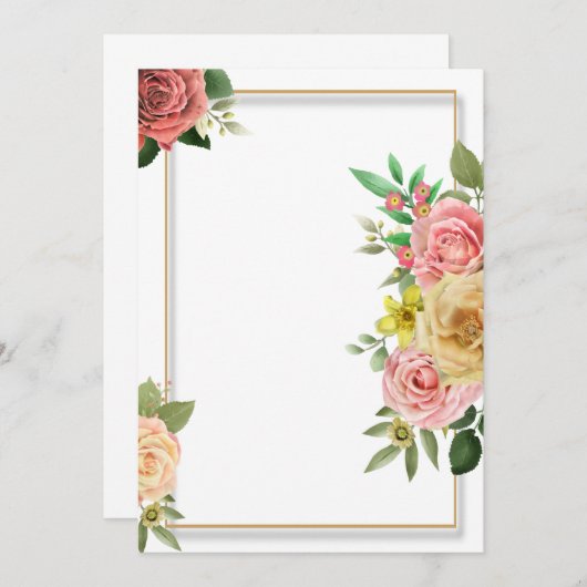 カラーフルフローラ結婚式招待状テンプレート 招待状 (正面/裏面)