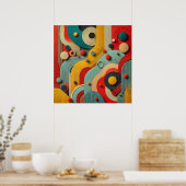 カラーフルモダン抽象芸術オーガニックシェイプウォールアート ポスター (キッチン)