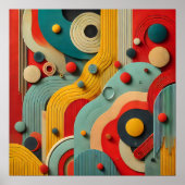 カラーフルモダン抽象芸術オーガニックシェイプウォールアート ポスター (正面)