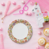 カラーフローラとフクロウ ペーパープレート (パーティー)