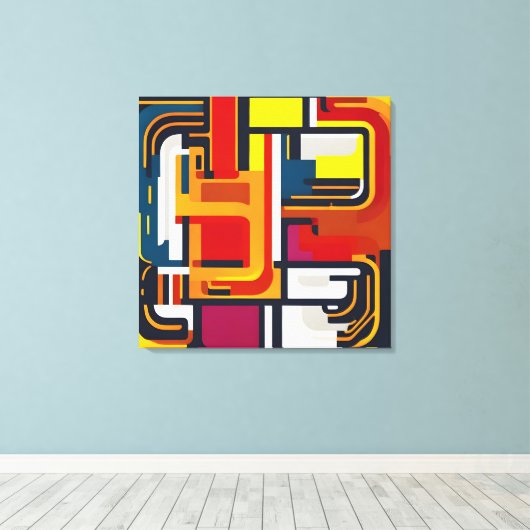 カラーフロー迷路 キャンバスプリント (インサイチュ (ウッドフロア))