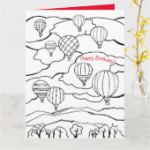 カラーブック誕生日カードホットエアバルーン カード (黄色い花)