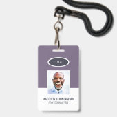 カラーブモダンロックロゴ従業員名バーコード バッジ (ストラップ付き表面)