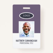 カラーブモダンロックロゴ従業員名バーコード バッジ (正面)