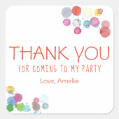 カラーブラシBlotsキッズサンキュー誕生日 スクエアシール (正面)