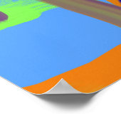 カラーブルーグリーンカスタマイズオレンジアートパターン ポスター (角)