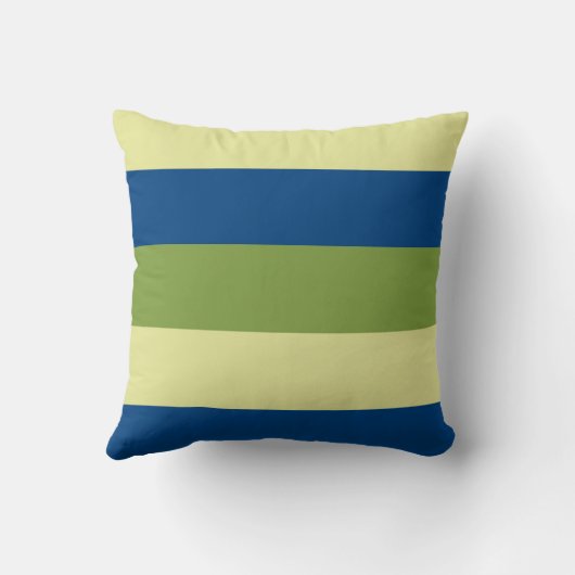 カラーブルーグリーンライトイエローレトロストライプ クッション (裏面)