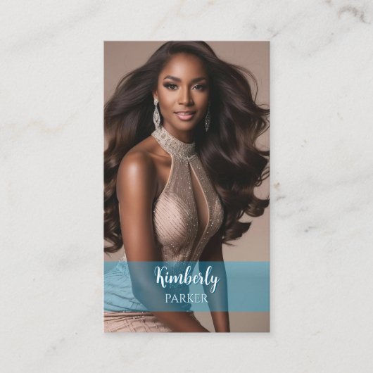 カラーブルーポップ・アートのグラデーション名刺 名刺 (正面)