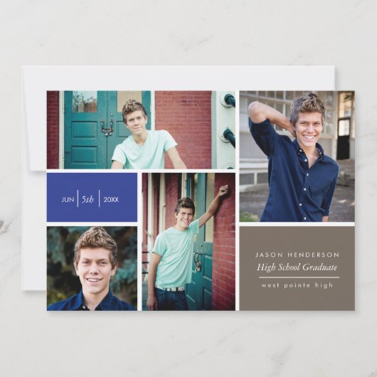 カラーブロックのグラデーションの発表 招待状 (正面)