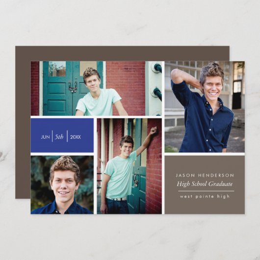 カラーブロックのグラデーションの発表 招待状 (正面/裏面)