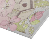 カラーブロックの花と鳥小屋 カッティングボード (角)