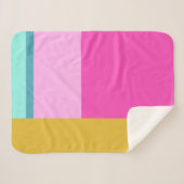 カラーブロックアートジオメトリックシェイプブライトターコイズ シェルパブランケット (正面(横))