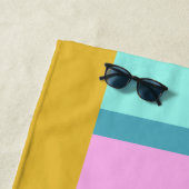 カラーブロックアートジオメトリックシェイプブライトターコイズ ビーチタオル (インサイチュ)