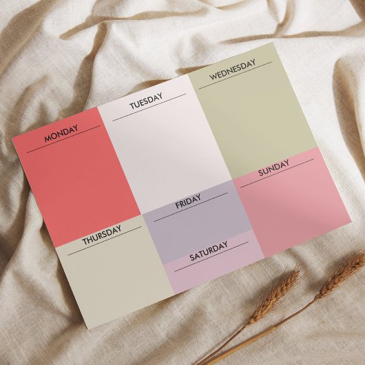 カラーブロックウィークリープランナー ノートパッド