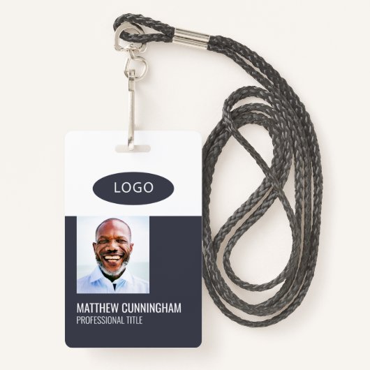 カラーブロックカスタムロゴ従業員名バーコード バッジ (正面ランヤード)