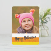 カラーブロックキャンディーコーンハッピーハローウィン写真 カード (スタンド正面)