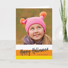 カラーブロックキャンディーコーンハッピーハローウィン写真 カード