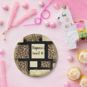 カラーブロッククリームアイボリーブラック&ヒョウのチーズ ペーパープレート (パーティー)