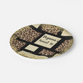 カラーブロッククリームアイボリーブラック&ヒョウのチーズ ペーパープレート (アングル)