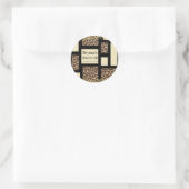 カラーブロッククリームアイボリーブラック&ヒョウのチーズ ラウンドシール (バッグ)