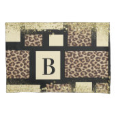 カラーブロッククリームアイボリーブラック&ヒョウのチーズ 枕カバー (正面)