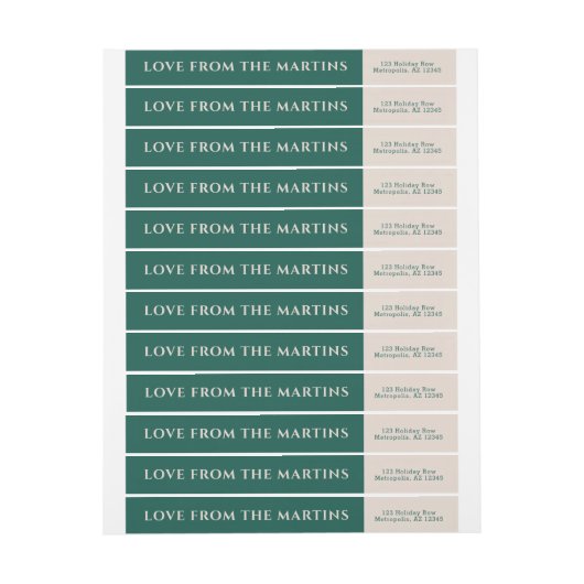 カラーブロックグリーンと赤面スキニーメールラベル ラップアラウンドラベル (シート)