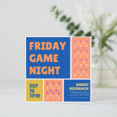 カラーブロックゲームナイト招待状 招待状 (スタンド正面)