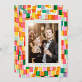 カラーブロックコンフェッティ お祝い 現代風 新年 シーズンカード (正面/裏面)