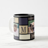 カラーブロックコースタルの落ち着いモダンた3枚の写真チック ツートーンマグカップ (正面左)