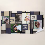 カラーブロックコースタルカパーソナライズされたーム5写真 ビーチタオル (正面)