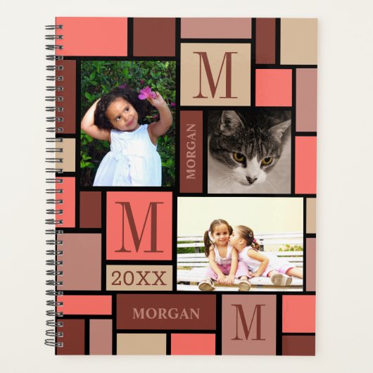 カラーブロックサンゴ6フォトシック学校 プランナー手帳 (正面)