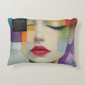 カラーブロックシュラレアリズムのポートレート アクセントクッション (裏面)