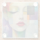 カラーブロックシュラレアリズムのポートレート ガラスコースター (裏面)